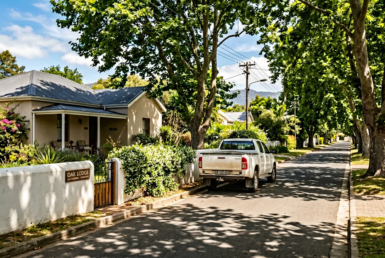 Self-catering cottage in Heatherlands suburb of George, leafy residential street