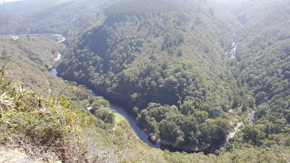Map of Africa viewpoint at Wilderness — the Touw River bend that traces the continent's outline