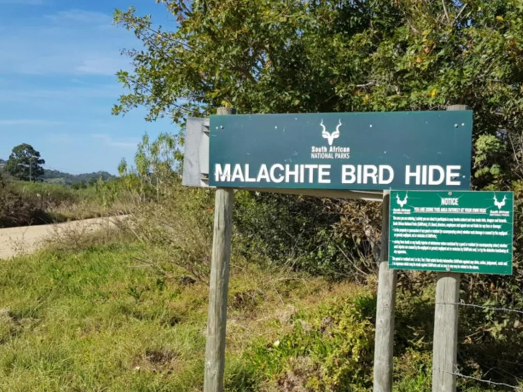 South African National Parks sign for Malachite Bird Hide in Wilderness