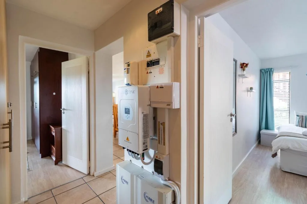 Utility room with water heater, washing machine, and appliances